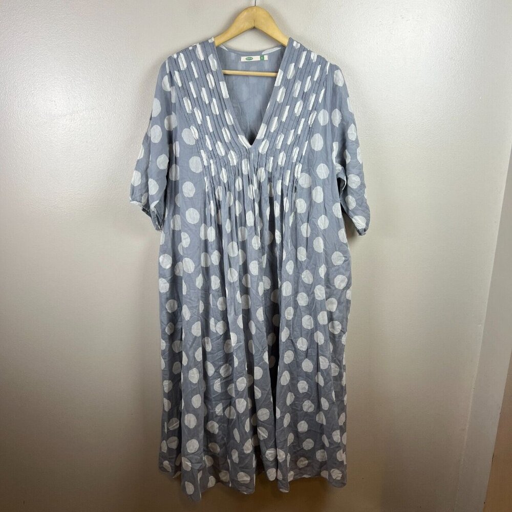 Dolma Skye Polka Dot Maxi Dress Size XL Gray Lagenlook Minimal Artsy Eclectic